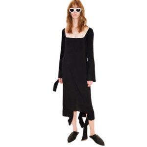 Jovana Markovic Deconstructed Black Midi Dress Size Small (38) 6 Women's